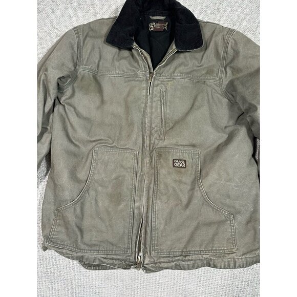 Gravel Gear Coat Mens Large Green Canvas Chore Workwear Grunge Stained‎ - Picture 3 of 15